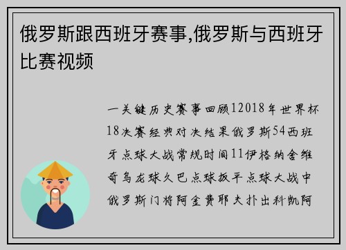俄罗斯跟西班牙赛事,俄罗斯与西班牙比赛视频